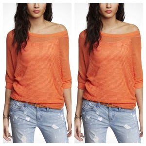 EXPRESS: Orange Mesh Knit Dolman Top